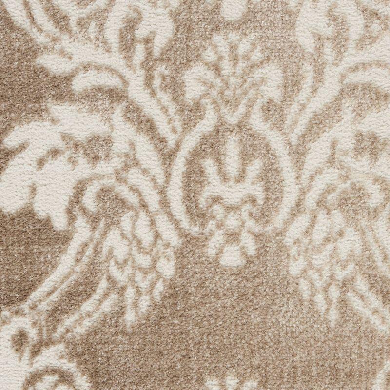 Ivory Mocha Floral Synthetic 9' x 12' Area Rug