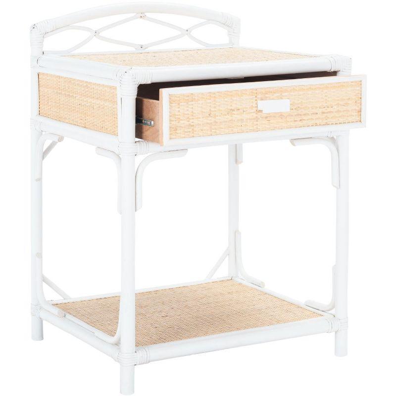Roya 1 Drawer 1 Shelf Nightstand - NST4005 - White/Natural - Safavieh