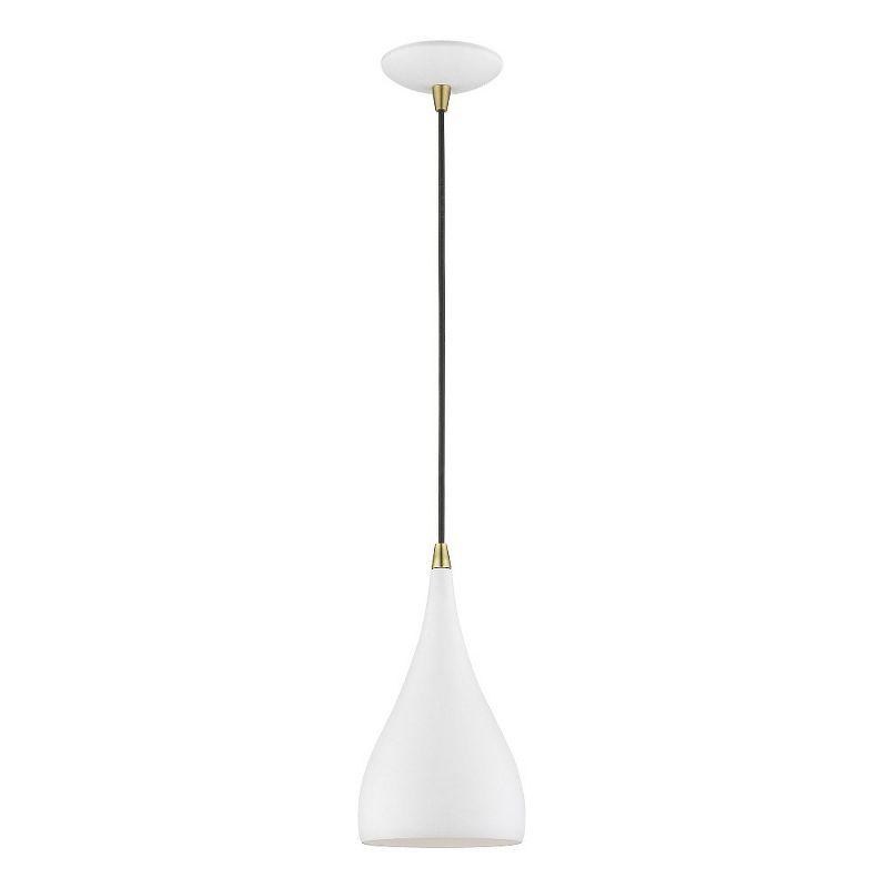 Amador Chic Mini Pendant in Textured White and Antique Brass