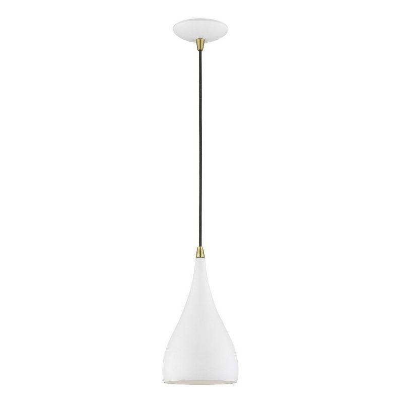 Livex Lighting Amador 1 - Light Pendant in  Textured White/Antique Brass
