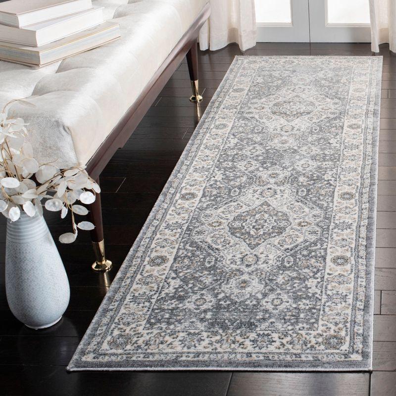 Elegant Isabella Hand-Knotted Grey Synthetic 2'2" x 11' Runner Rug