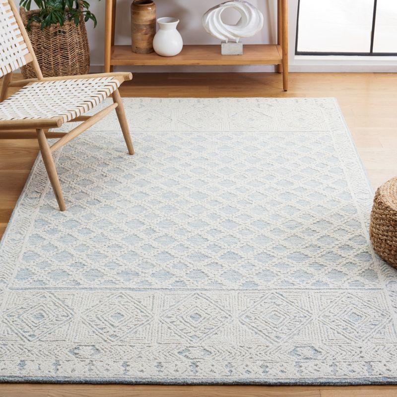 Abstract Harmony 47" Square Hand-Tufted Wool Area Rug in Blue