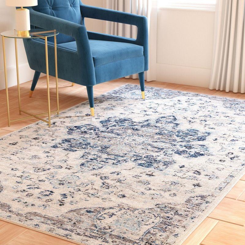Madison 900 MAD921 Power Loomed Indoor Area Rug - Ivory/Navy - 5'3"x7'6" - Safavieh