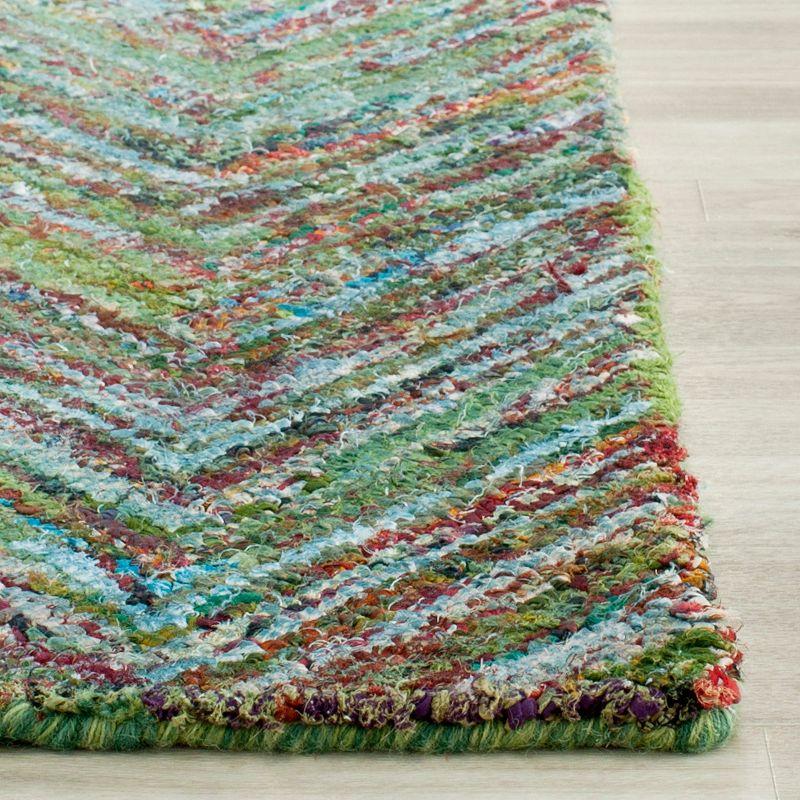 Handmade Blue and Multicolor Cotton Tufted 4' x 6' Rug