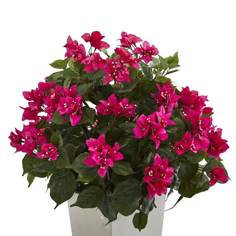 Brilliant Blooms Bougainvillea Silk Arrangement in White Tower Planter