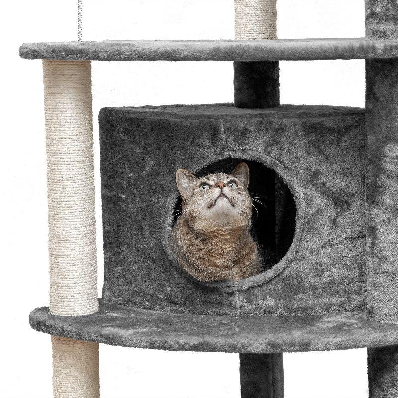 FurHaven Tiger Tough Platform House Playground - Gray, 60"