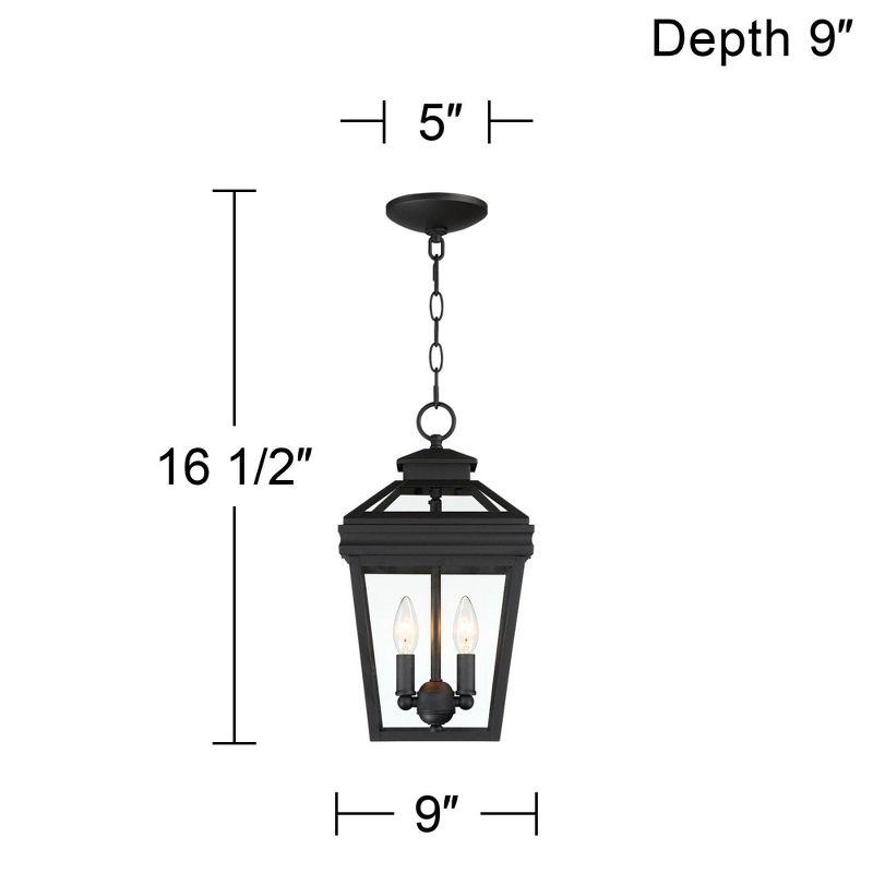 John Timberland Stratton Street Rustic Outdoor Hanging Light Textured Black Lantern 16 1/2" Clear Glass for Post Exterior Barn Deck House Porch Yard