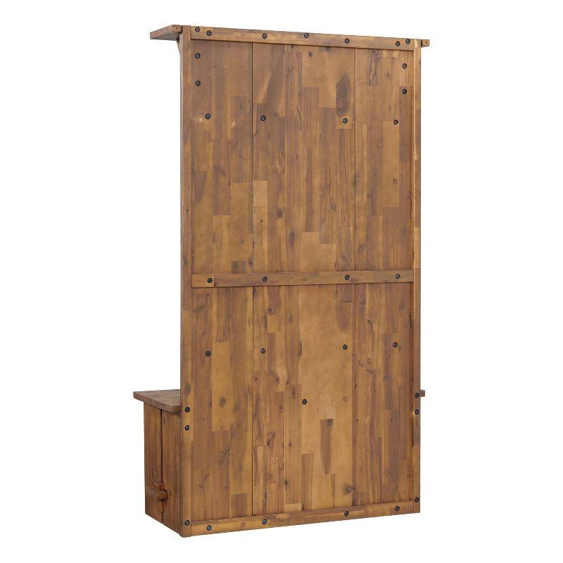 Bethel 70" Rustic Acacia Wood Hall Tree with Storage