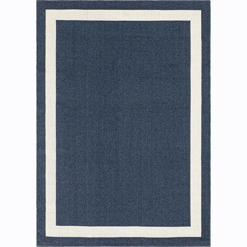 Unique Loom Decatur Collection Area Rug - Border (6' 4" x 9' Rectangle Navy Blue/Ivory)