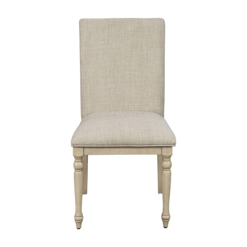 Set of 2 Gray Upholstered Parsons Dining Chairs with Turned Wood Legs