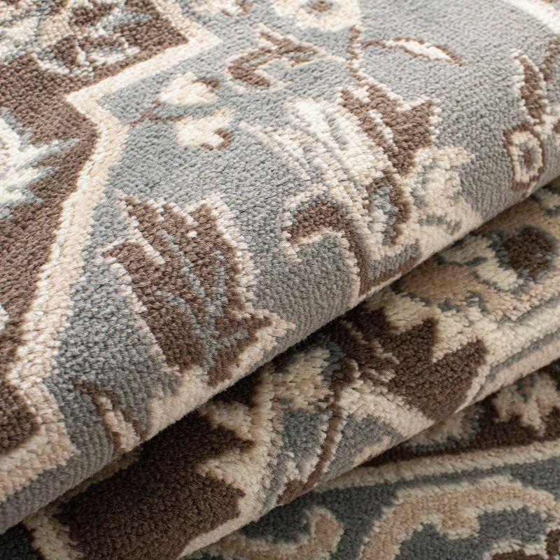 Traditional Vintage Medallion Floral Scroll Indoor Area Rug, 3'x5', Grey - Blue Nile Mills