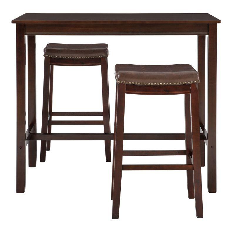 Claridge 3-Piece Brown Acacia Bar Height Dining Set