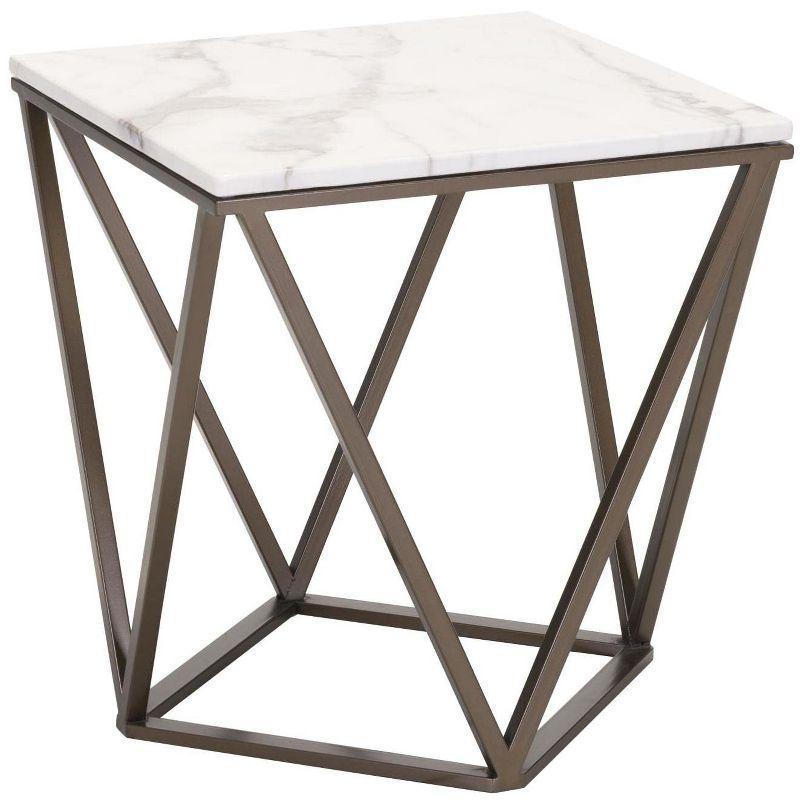 Zuo Tintern End Table White & Antique Brass