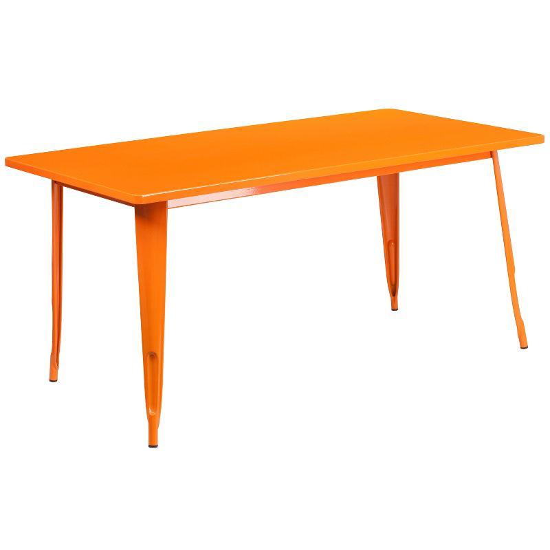 Flash Furniture Commercial Grade 31.5" x 63" Rectangular Orange Metal Indoor-Outdoor Table