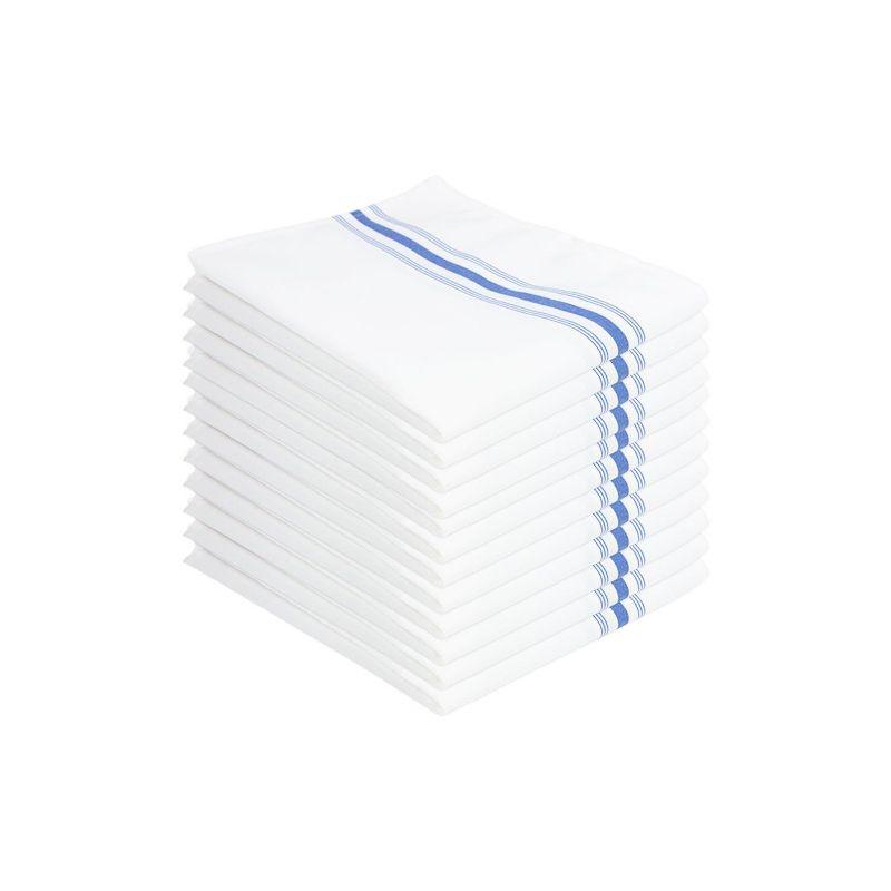 Arkwright Bistro White and Blue Striped Napkins, 12-Pack, 18x22 in.