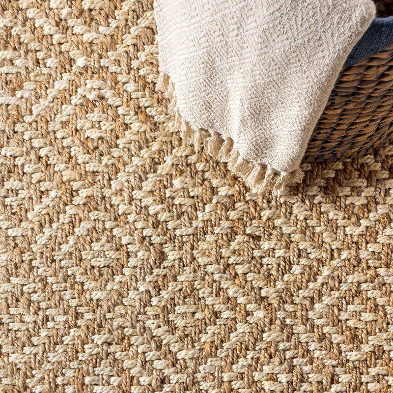 3'x5' Hira Hand Woven Diamond Chunky Jute Area Rug, Natural  - JONATHAN Y