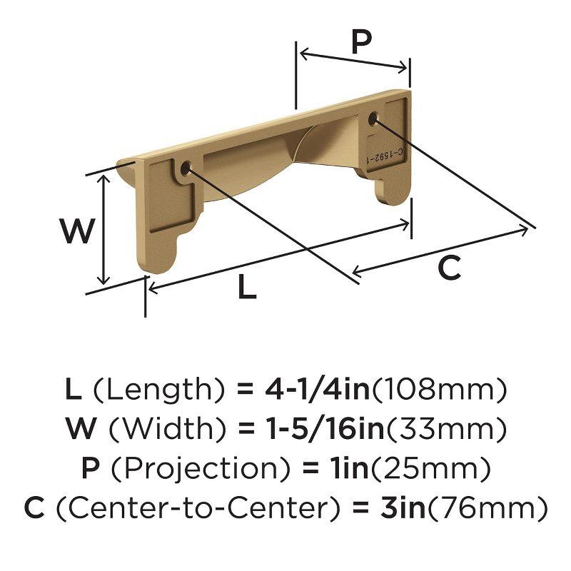 Champagne Bronze 3" Cup Pull with Mounting Hardware