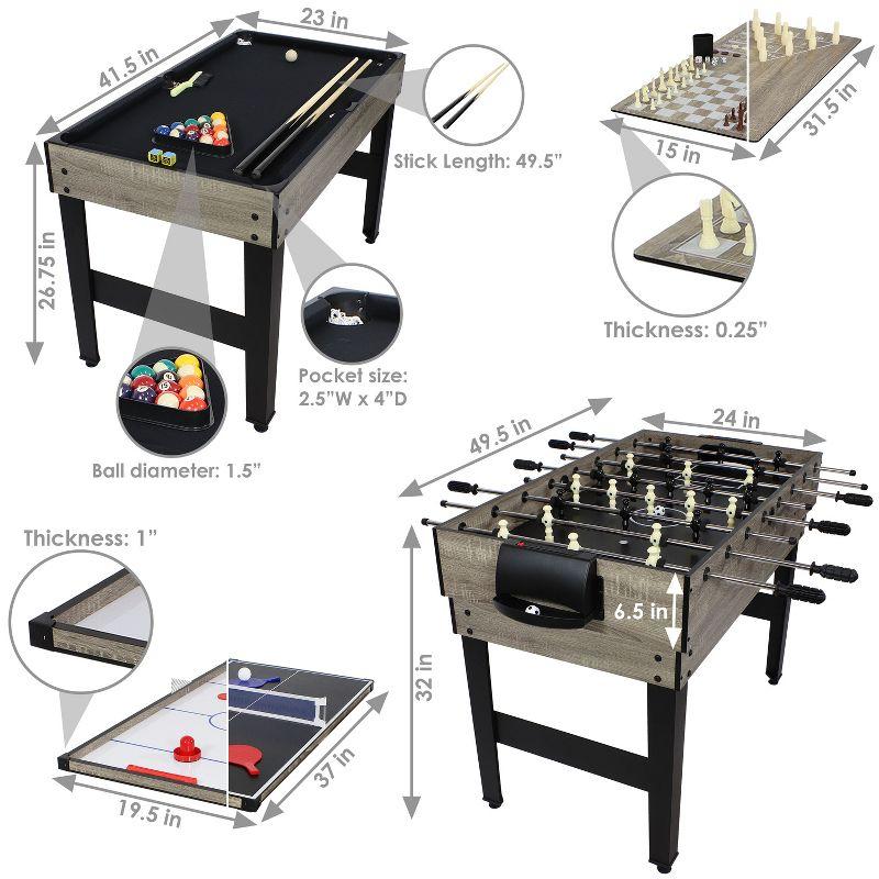 Sunnydaze 10-in-1 Multi-Game Table with Billiards, Foosball, Hockey, Ping Pong, Chess, Checkers, Backgammon, Shuffleboard, Bowling, and Cards - 49.5"