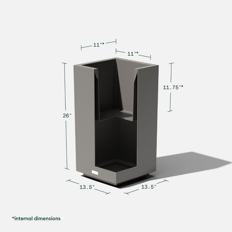 Veradek Block Series Pedestal Short 26" Plastic Planter - Gray