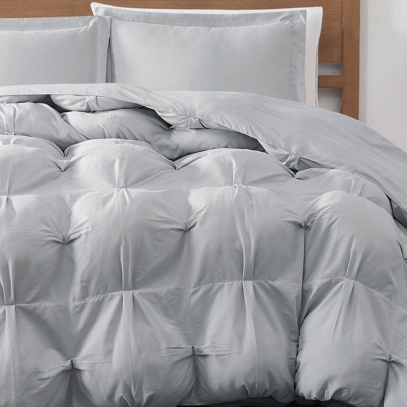 Truly Soft 2pc Twin/Twin Extra Long Cloud Puffer Comforter Set Gray: Microfiber, Machine Washable, Includes Sham