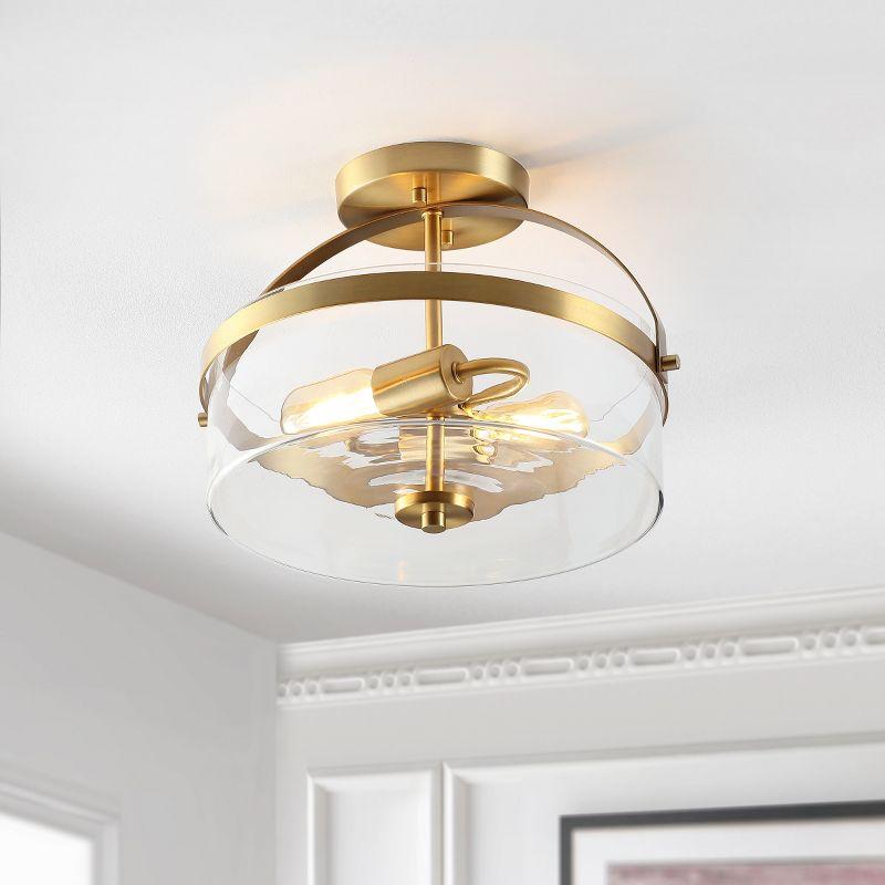 Nensor 2 Light 13" Flush Mount - FLU4051 - Brass/Clear - Safavieh