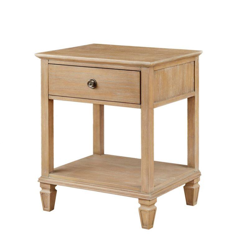 Victoria Nightstand Natural: Madison Park, Rubberwood Frame, Wood Veneer Surface, Transitional Style