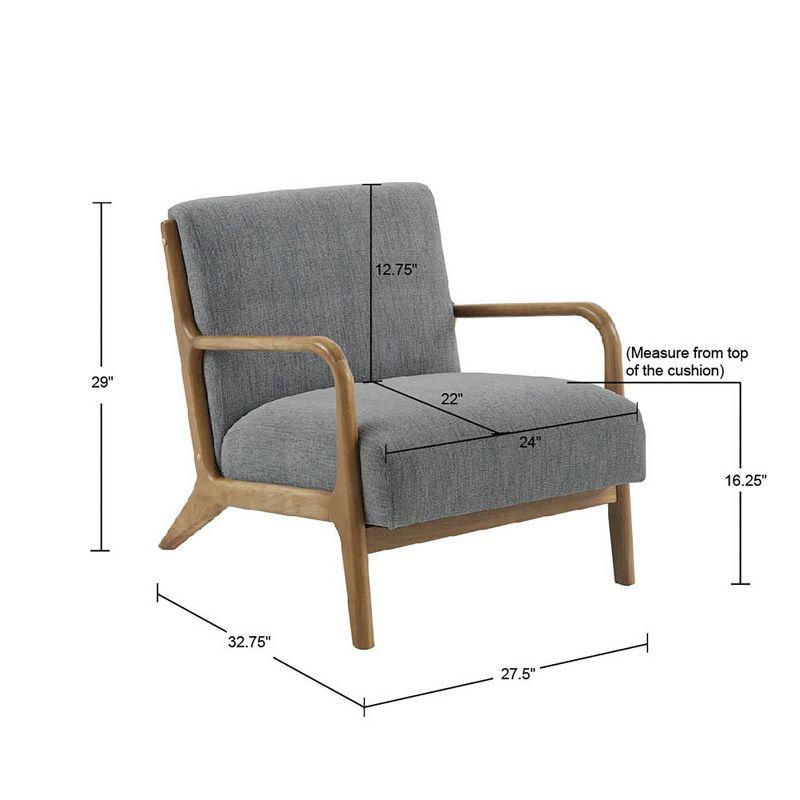 Ink+Ivy Novak Lounge Chair Gray: Mid-Century Elm Wood Frame, Upholstered, Comfort Seating