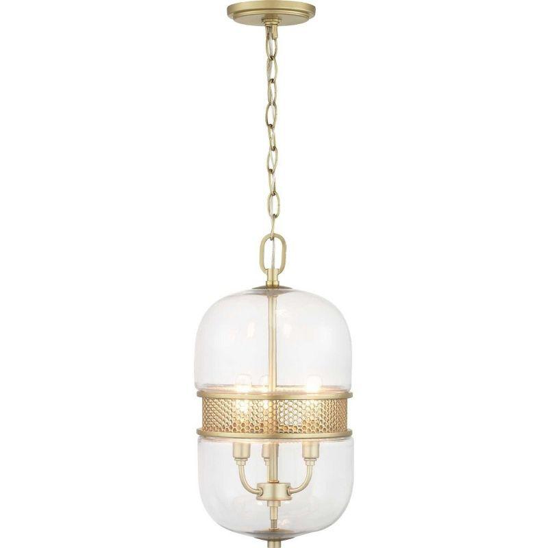 Progress Lighting, Cayce Collection, 3-Light Pendant, Vintage Gold, Glass Shade