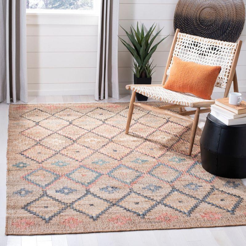 Handmade Blue and Natural Wool Kilim Area Rug 4' x 6'