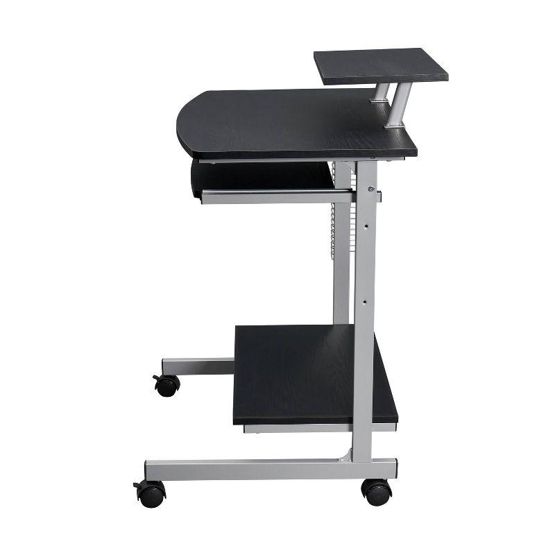 Espresso Compact Workstation Cart with Slide-Out Keyboard Tray