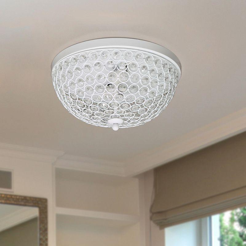 Elegant Designs Set of 2 13" Elipse Crystal Flush Mount Ceiling Lights White : Metal & Crystal, UL Listed, Modern Decor