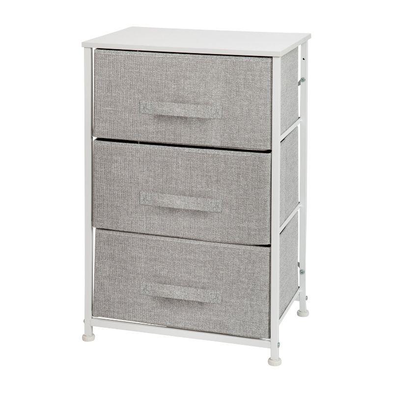 Flash Furniture Malone 3 Drawer Vertical Storage Dresser with Wood Top & Fabric Pull Drawers