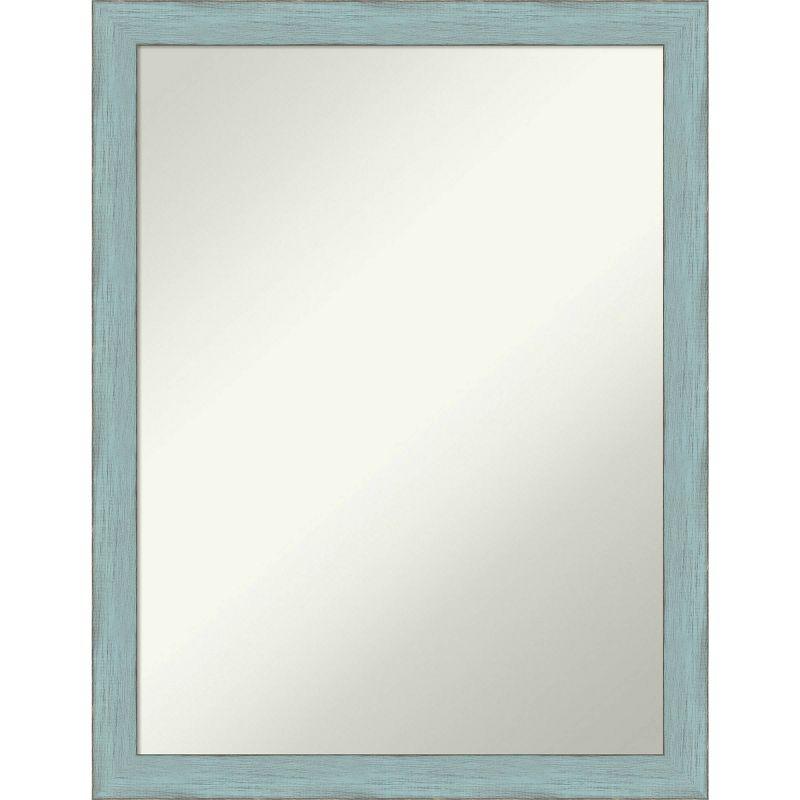 20" x 26" Non-Beveled Sky Blue Rustic Wood Bathroom Wall Mirror - Amanti Art: Rectangle Vanity Decor with Mounting Hardware