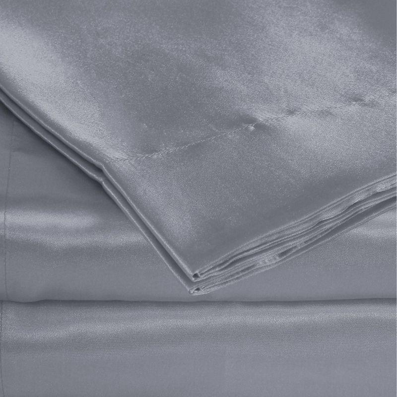 Queen Satin Sheet Set Silver - Belles & Whistles