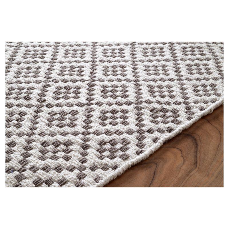 nuLOOM 5'x8' Cotton Hand Loomed Diamonds Cotton Trellis Area Rug Gray: Modern Low Pile Handmade Rectangle Rug