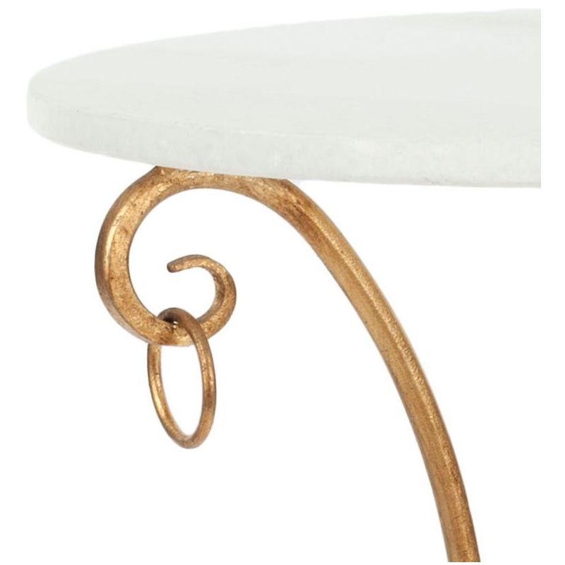 Tamara Ringed Round Top Gold Accent Table - Gold/White - Safavieh.