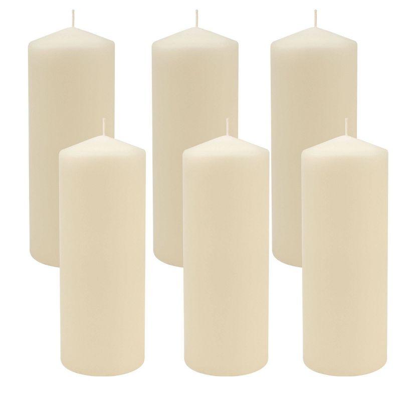 Ivory Unscented Pillar Candles, 3x8 Inch, 6-Pack