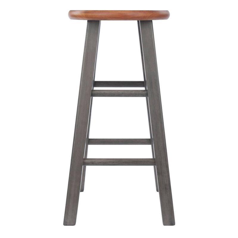 24" Ivy Counter Height Barstool Rustic Teak Brown - Winsome: Solid Wood, No Assembly, 220lb Capacity