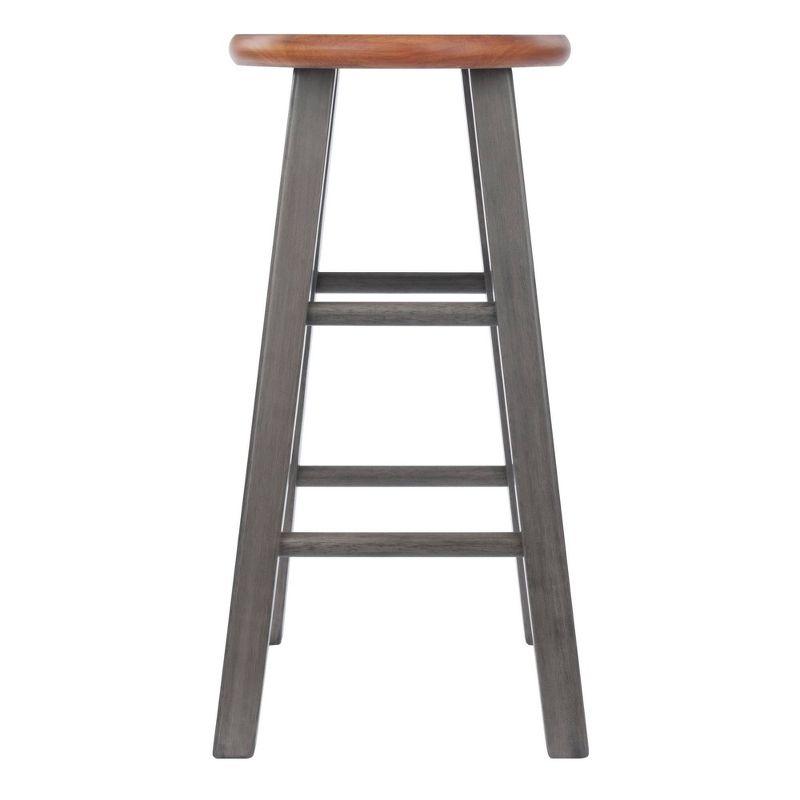 Rustic Teak and Gray 24" Solid Wood Backless Counter Stool