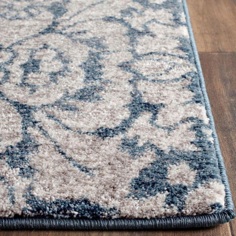 Blue Floral Motif Synthetic 8' x 10' Area Rug