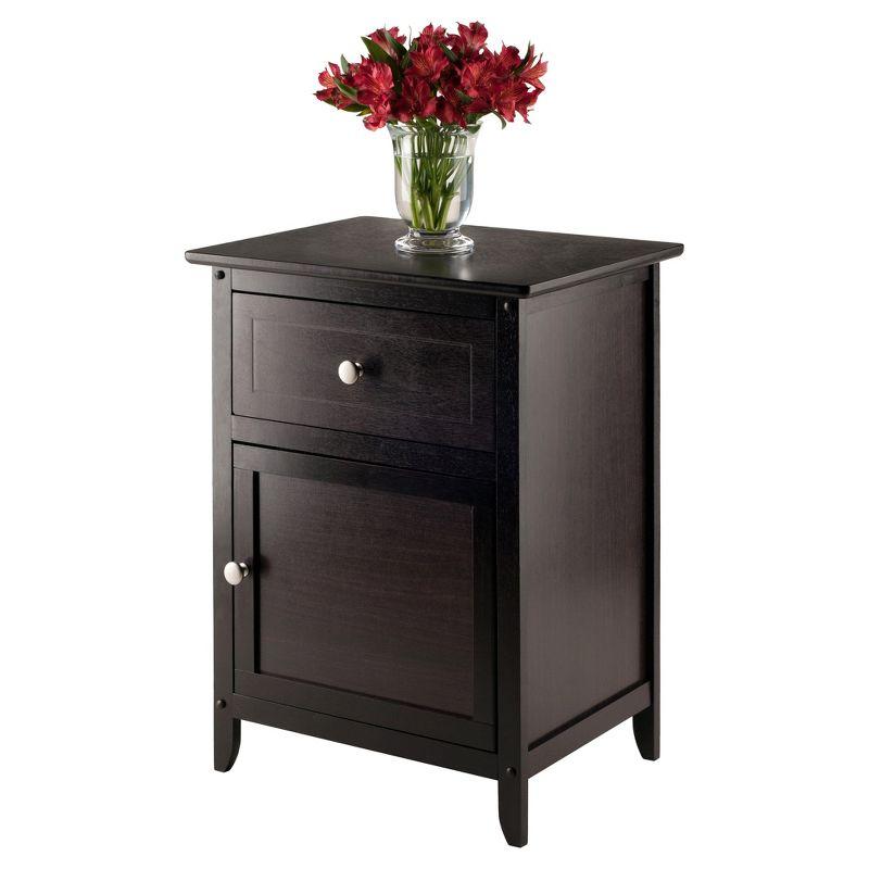Eugene Nightstand - Espresso - Winsome: Wood Composite Bedside Cabinet with Storage