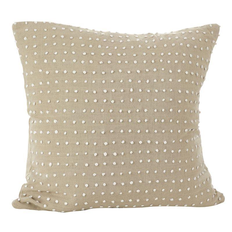 Leilani Beige Cotton French Knot Throw Pillow