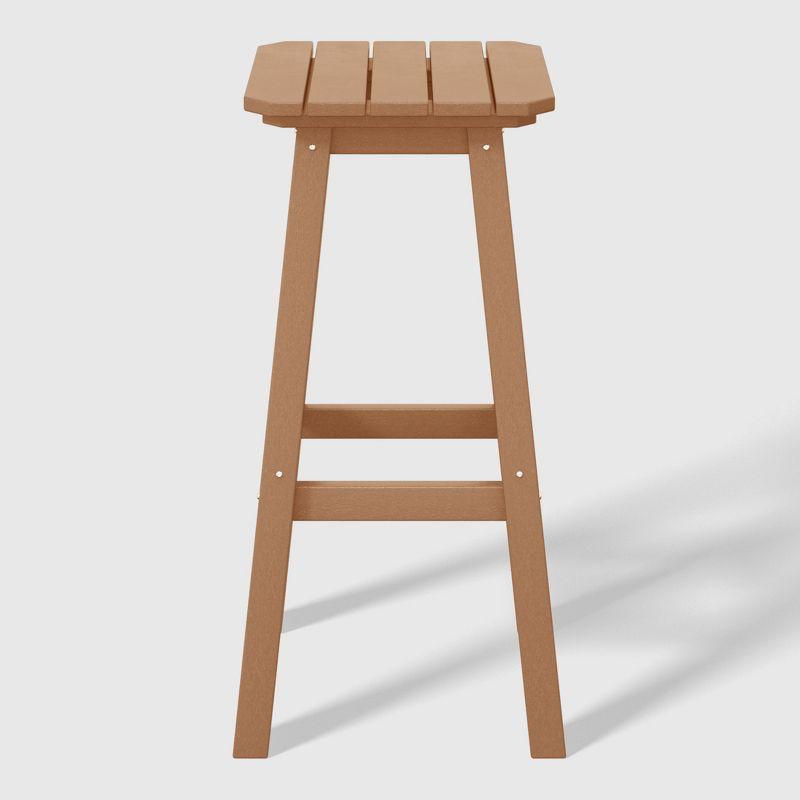 WestinTrends Malibu 29" All Weather Hdpe Outdoor Patio Square Backless Bar Stool (Set of 3), Teak