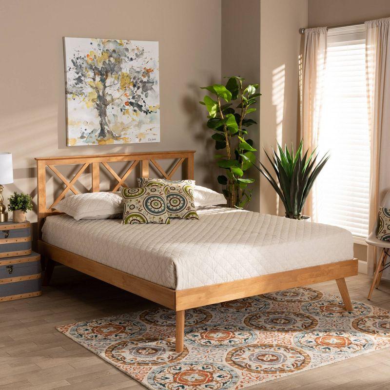 Galvin Brown Wood Queen Platform Bed with Adjustable Headboard