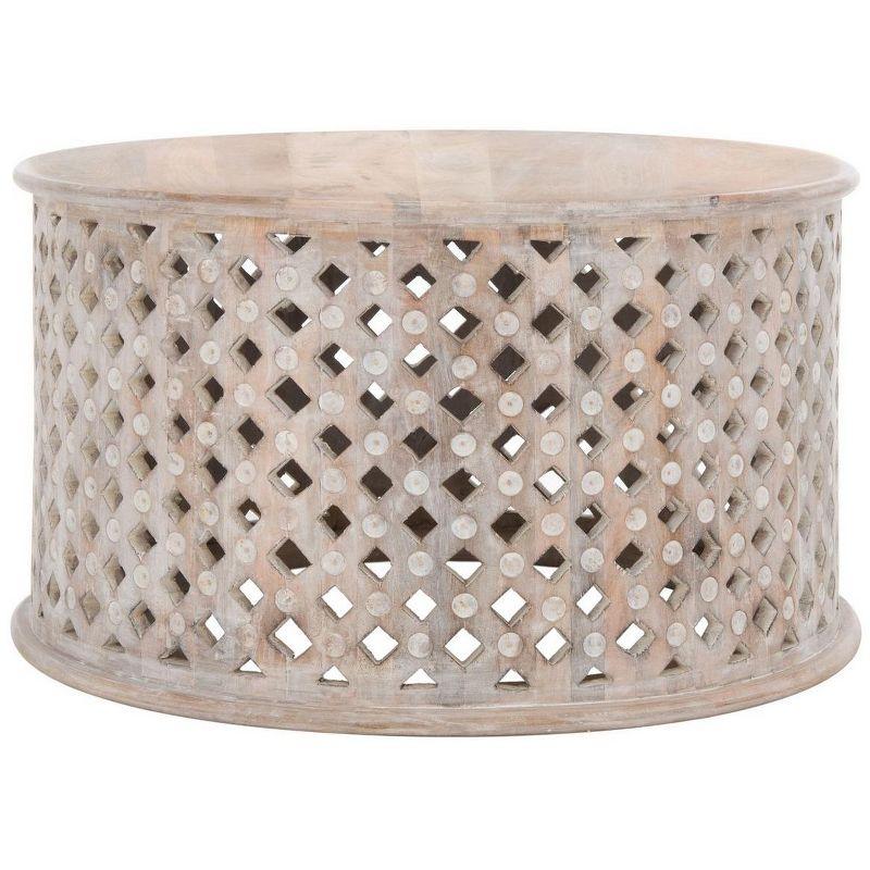 Kyrith Round Coffee Table - Burnt White - Safavieh