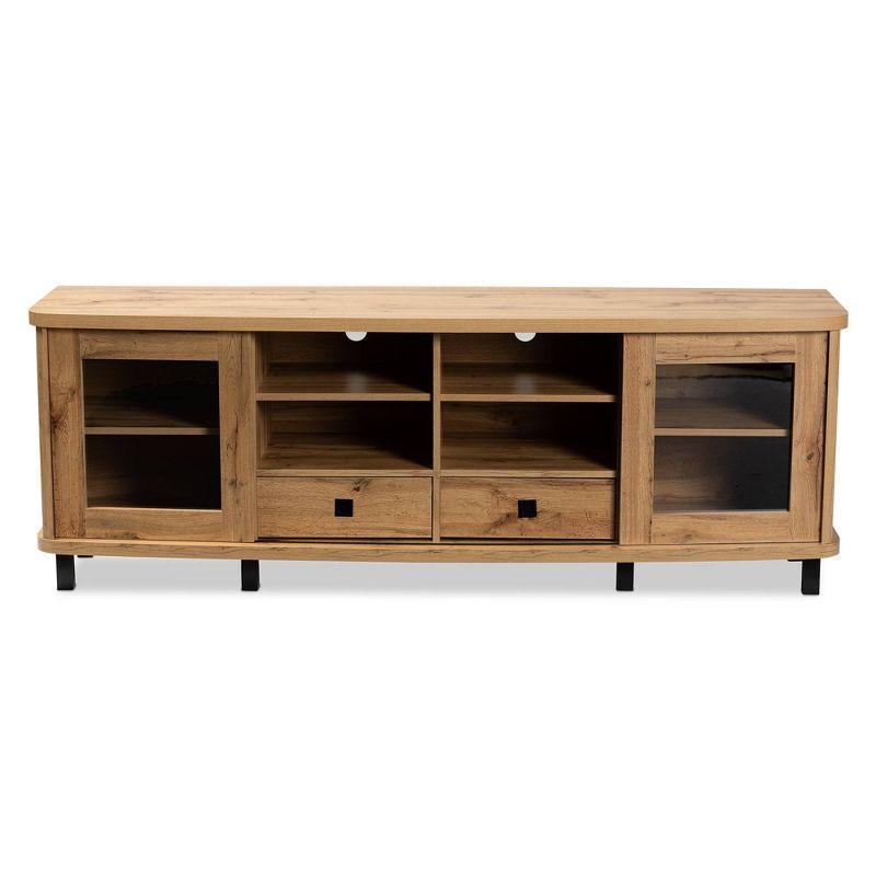 Walda Wood 2 Drawer TV Stand for TVs up to 65" Oak Brown/Black - Baxton Studio