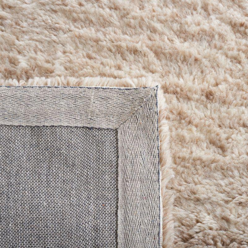 Beige Hand-Tufted Wool Shag Area Rug 8' x 10'