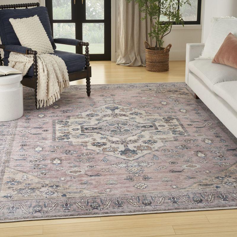 Nourison Washable Brilliance Medallion Indoor Rug Blush 5'3" x 7'3"