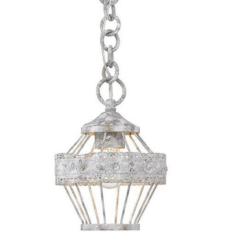 Ferris Oyster White Mini Pendant with Rustic Scalloped Design