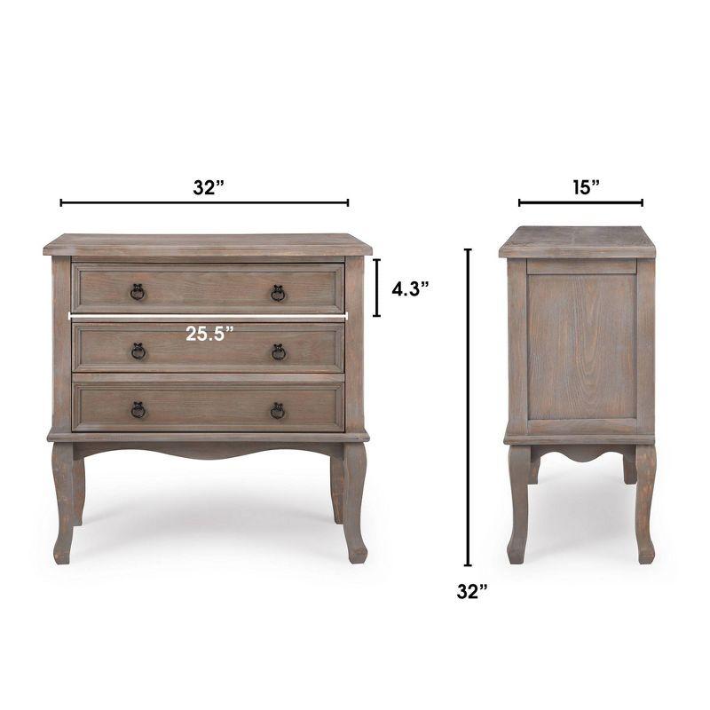 Thomas 3 Drawer Chest Gray - ClickDecor: Traditional Ash Wood Accent Cabinet with Anti-Tip Hardware